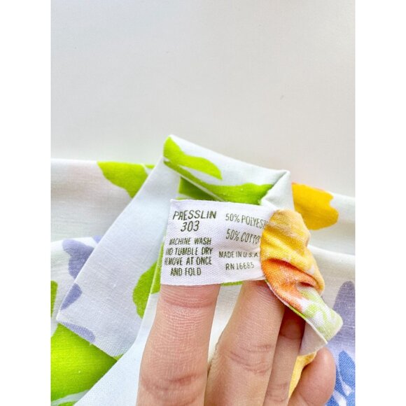 Vintage MARTEX Presslin 303 Floral Print Cotton Poly Muslin Full Flat Sheet Set - Picture 13 of 14